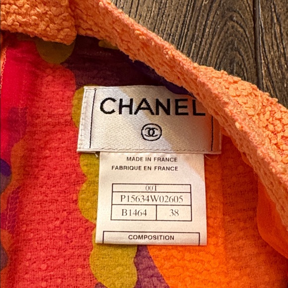 Chanel Spring 2001 Runway Coral Bouclé 3 Piece Set Floral Silk Trim 38/40 US 6 - Picture 15 of 17